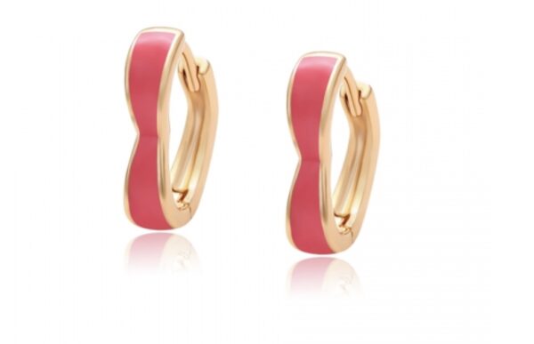 Huggie corazon rosa, laminado 18k