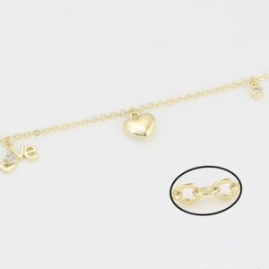 Colgantes Corazón, Love, Laminado 14k