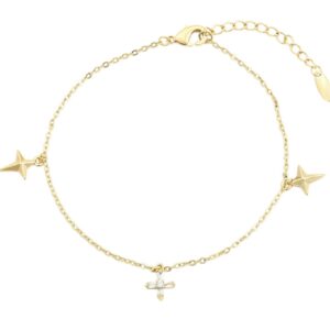 Colgante Cruz y Estrellas, Laminado 14k