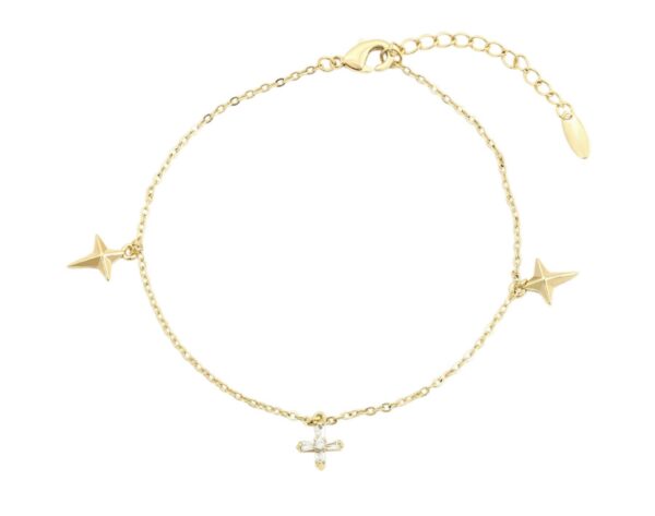 Colgante Cruz y Estrellas, Laminado 14k