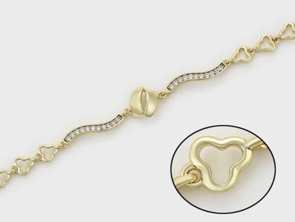 Pulsera De Moda, Con Circonitas, Laminado 14k