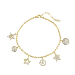 Estrellas Colgantes Con Circonitas, Laminado 24k