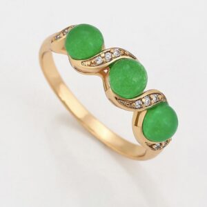 3 piedras verdes, laminado 14k