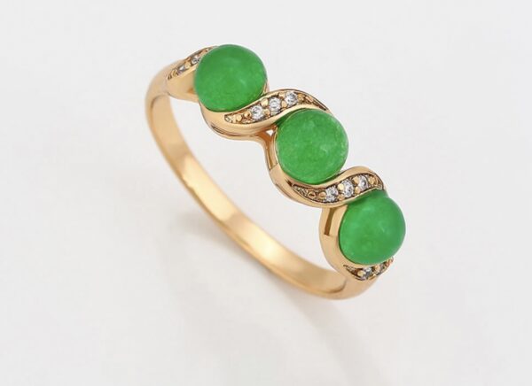 3 piedras verdes, laminado 14k